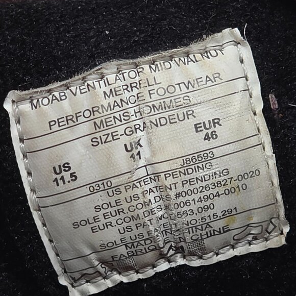 Merrell Moab Ventilator Mid Mens Size 11.5 Walnut Brown Hiking Boots Camping - Picture 6 of 13